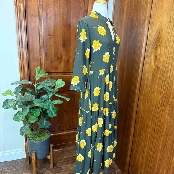 Madewell Dark Green Dress with Yellow Floral Print - Picture 7 of 13